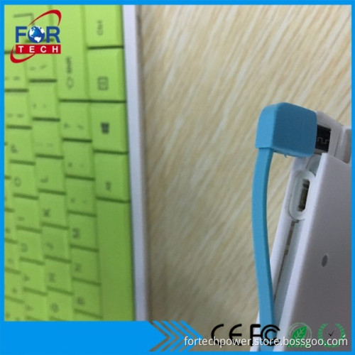 201t new product ultrathin credit card size power bank 2000mah with built in micro usb cable for Samsung galaxy/Phones/Android